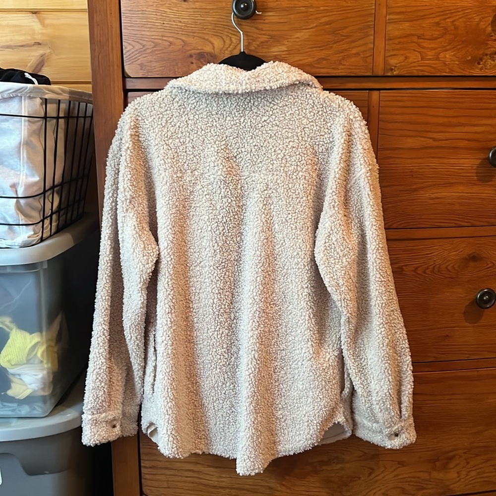 Cream Fleece Shacket - Picture 2 of 2